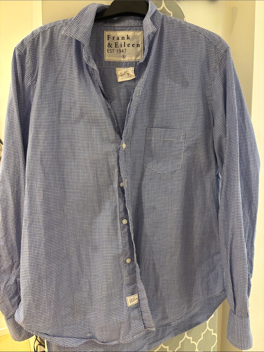 Frank & Eileen Eileen Blue gingham shirt sz s